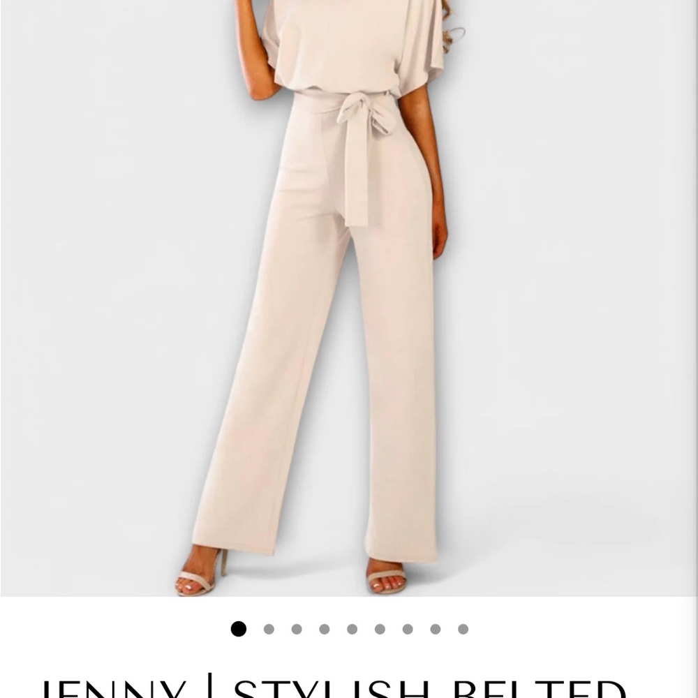 Stylish Belted Cream Jumpsuit